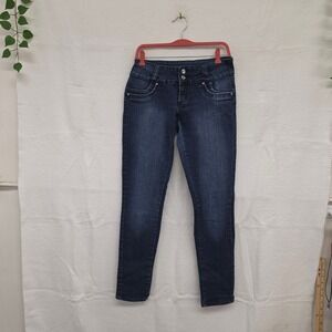 Kmj Jeans Women Juniors Dark Wash Embellished Skinny Jeans Size 11‎
